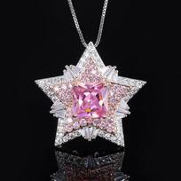 New Smart Star Flower Necklace Female Pentagram Full Diamond Pendant Female Yellow Zircon Star Necklace Clavicle Chain