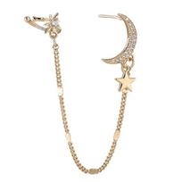 Moon Star Ear Cuff Rhinestones Ear Cuff Tragus Earrings Non Piercing Earring Clip Ear Wrap Cuff No Pierced Jewelry Gift