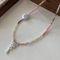 Butterfly Necklace Women'S Summer Dopamine Colored Natural Stone Collarbone Chain Fashionable Simple High-End Pearl Neck Chain rožinė