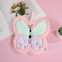 New Cartoon Hand Towel Kitchen and Household Portable Hanging Towel Thickened Daily Butterfly Face Towel rožinė