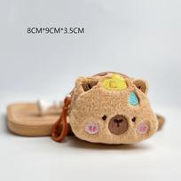 Creative Capybara Anime pliušinė monetų piniginė Kawaii Mini monetų piniginė Apvali animacinių filmų krepšiai pakabinami ausinių laikiklis as the picture beige