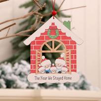 Mediniai dažyti pakabukai Kalėdinės dekoracijos Kalėdinės eglutės pakabukai Veido kaukės pakabukai vyresnio amžiaus žmonėms house raudona