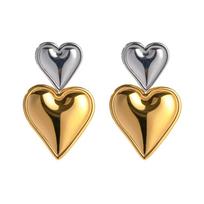 Double Heart Shaped Earrings Stainless Steel Love Drop Earring for Women gray