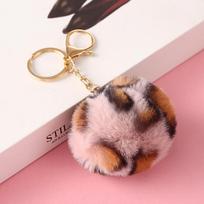 Furry Leopard Keychain Raktų pakabukai Laikiklis Širdelės formos pakabukai Dekoruoti aksesuarai beige