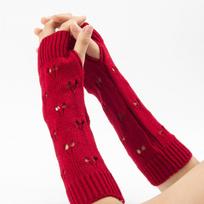New Warmer Winter Women Gloves Stylish Hand Gloves Girl Arm Crochet Knitting Hollow Heart Mitten Warm Fingerless Gloves One Size
