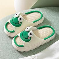 fashion Frog Linen Slippers Women Shoes Couples Non Slip Thick Soled Spring Summer Cotton Linen Cool Slippers Home Slippers Slide 2024 36-37