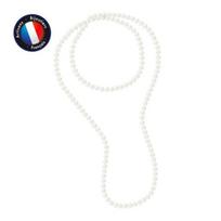 Vėrinys - PERLINEA - AAA+ Gėlavandenis kultivuotas perlas - Pusiau apvalus 8-9 mm - Natūralus baltas - 120 cm balta