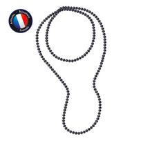 Sautoir - PERLINEA - Gėlavandeniai kultivuoti perlai AAA+ - Juodi - 120 cm - Moterims juoda