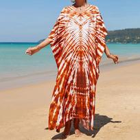 Moteriška Boho Cover Up, didesnio dydžio kontrastinga laisvai priglundanti „Vacay Beach Kaftan“ suknelė One Size white
