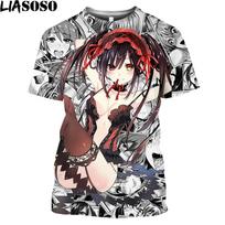 Date A Live Tokisaki Kurumi Seksualios Merginos Spausdinimas Otaku Grafinis Marškinėlis Mangai Anime Trumpomis Rankovėmis Harajuku Marškinėlis Vyrams 6XL gray