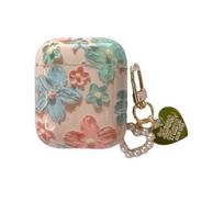 Retro Pink Flower+Hanger Case For Apple AirPods 1 2 Pro 2 Bluetooth Headphone Cover 3rd Generation Silicone Soft Cover Protective Case For AirPods1/2 gray