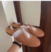2024 Genuine Leather Retro Roman Sandals Sheepskin Women's Closed Toe Sandals Mary Jane Shoes Sandalias De Mujer 2024 Ladies Shoes 35