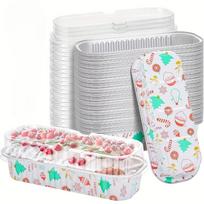 100 vnt. Kalėdinių mini keksiukų ir kepalų formų rinkinys su dangteliais ir šaukšteliais - 6,8 oz BPA neturintys aliuminio folijos indai desertams Christmas-100pcs white
