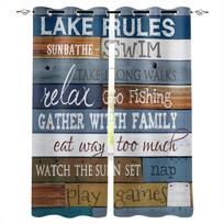 Wood Board Text Rules Blackout Curtains for Children Kids Home Decor Bedroom Living Room High Shading Window Curtains W135 x H60cm gray