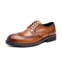 Naujos mados vyriškos suknelės Batai Asmenybės tendencija Paty Odiniai vestuviniai batai Vyriški odiniai Oxfords batai 45 brown