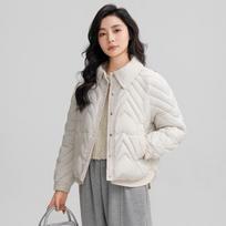 Women's Autumn and Winter Temperament Lapel Light Short Warm Jacket Solid Color Simple Comfortable Jacket 2XL balta