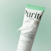 Purito Seoul Wonder Releaf Centella kremas be kvapo 50 ml, veganiškas, drėkinamasis, korėjietiška kosmetika, Kbeauty, mėginys white