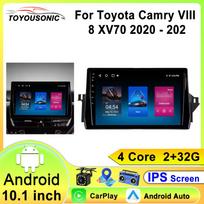 Android 13 Carplay Auto Car Radio For Toyota Camry VIII 8 XV70 2020-2021 Multimedia Video Player Navigation GPS Stereo Head Unit 4 core 1GB+32GB carplay blue
