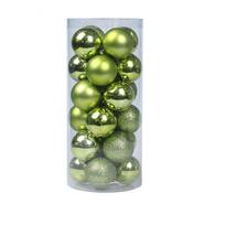 Vibrant 6cm Christmas Tree Ball Baubles Pack of 24 Festive Decorations žalia