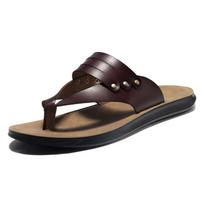 Fashion New Outdoor Men's Flip Flops Leisure Walking Summer Shoes for Men Beach Slippers Fashion Brand Cool Handmade Leather Sandals Man 38 juoda