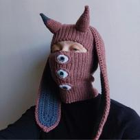 Solid Color Striped Cat Ear Hat, Fashionable and Personalized Tassel Pullover Hat for Adults Adult 57-59cm gray