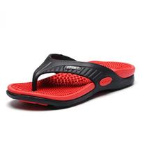 Fashion Men's Flip Flops Massage Granule Men Slippers Comfortable Beach Sandals Men Casual Shoes House Flip Flops Bathroom Shoes 40 raudona