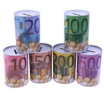 1 vnt. Kūrybingas Euro Dolerio Metalinis Cilindrinis Bankas Taupyklė Namų Dekoracija Monetoms Depozitų Laikymo Dėžės Namų Dekoracija