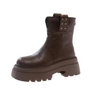 Madingi rudens žiemos vienspalviai nauji batai moterims Neslystantys 2024 Aukštos kokybės lauko mados moteriški ankle boots Botines Mujer 39 ruda