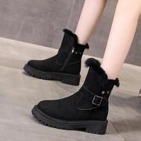 Fashion 2024 Women's Snow Boots Winter Mid-Tube Plus Velvet Thickened Warm Cotton Shoes Fashion Buckle design Female Zipper short boots 35 juoda