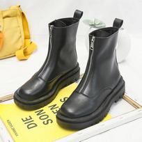 Mada 2024 Karštas išpardavimas Moteriški batai Priekinis užtrauktukas Madingi Apvalus priekis Modernūs Batai Moterims Aukštos kokybės Didelio dydžio Vienspalviai Ankle Boots Zapatos 35 juoda
