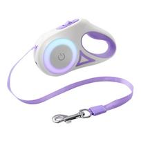 Auto Telescopic Dog Leash With LED Light Durable Metal Buckle Dog Leash For Large Medium Small Dog 3m gray