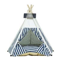 Cat Tent Dog House Removable and Washable Canvas Dog House New Zealand Pine Pet Tent House L (60 × 60 × 70cm) white