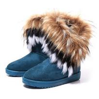 Mada Australija Mada Žieminiai Moteriški Batai Kailiniai Vandeniui Atsparūs Šilti Moteriški Sniego Batai Įsispiriami Plokščiapadžiai Vienspalviai Ankle Boots Z486 35 5.5 mėlyna