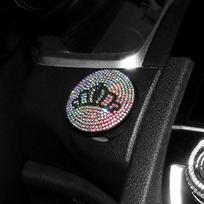 Automobilio vieno paspaudimo užvedimo mygtukas, kristalais inkrustuota mygtukų juostelė, automobilio apskritimas, visureigis, automobilio užvedimo mygtuko lipdukas, krištoliniai deimantai, automobilio aksesuarai karališkos mėlynos spalvos