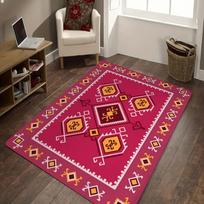 Traditional  Colorful Tribal Kilim Rug Non Slip Flannel Carpets for Home Living Room Bedroom Kitchen Machine Washable Floor Mat 40X60cm-16x24in