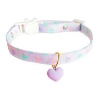 Buckle Comfortable Adjustable Little Cat Scarf Dog Necklace with Heart Pendant for Daily violetinė