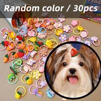 30pcs Vibrant Assorted Pet Hair Ties - Adorable Decorations for Stylish Dogs & Cats - Durable Grooming Accessories To Accentuate Your Furry Friends