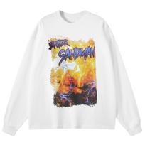 Streetwear Volcano Graphic T-Shirt Cotton Unisex Tops Tees Long Sleeves T Shirt 3XL juoda
