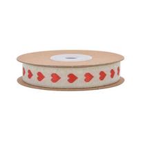 15 mm spalvota austa žakardo meilės imitacinė kanapių juostelė, natūralaus retro imitacijos lino juostos dovanų pakavimo juosta 5 jardai 5 yards raudona