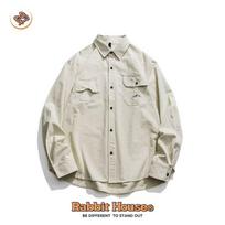 2024 Retro Shirt Men's Summer Wear Hong Kong Style Student Loose Niche Design Fun New Men's Shirt Outer Wear M