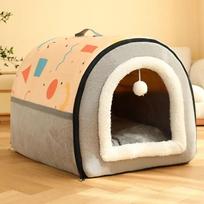 Pet Dog Bed House Foldable Warm Winter Warm Pet Kennel Cushion For Small Medium Large Dogs Sleeping Beds Cats House Mat Blanket S 40X35X33cm black