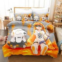 Splatoon Bedding Set Single Twin Full Queen King Size Kawaii Boysgirls Bed Set Aldult Boys Bedroom Duvetcover Sets 3D Print 011 70x133cm 2pcs black