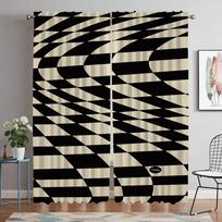 Checkerboard Blackout Curtain for Room 2 Panel Modern Living Room Curtains 2 Pieces Halloween Decoration Tulle for Bedroom Child W60xH90cmx2pcs-CL