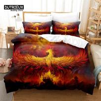 Flaming Phoenix Duvet Cover Full Queen Phoenix Nirvana Fired Volcano Bedding Set Microfiber Comforter Cover For Teen Adult Decor EU Single 135x200cm brown