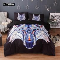 Bohemian Elephant Bedding Set Microfiber Exotic Ethnic Style Wildlife Animals Duvet Cover for Bedroom Decoration Women Men Kids EU single(135x200cm)