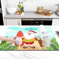 New Christmas Absorbent Anti-slip Drain Mat Easy Cleaning Mat 30*40cm black