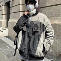 Men's Handsome Loose Baseball Uniform with Personalized Street Embroidery Jacket XS tamsiai mėlyna spalva