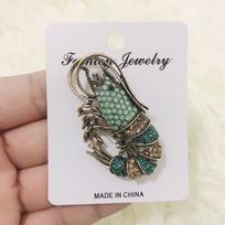 Creative Retro Diamond-Encrusted Lobster Brooch Exaggerated Cute Animal Personality Pin Clothing Accessories gray