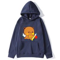 Cute Dudu and Bubu Hoodies Panda and Brownie Bear Couple Sweatshirt Women Clothes Kawaii Pullover Korean Style Top Sudadeas S