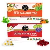 TEACURRY PCOS PCOD Acne Pimple Tea (1 Month Pack, 30x2 Tea Bags) - Help with Hormone, Period and Weight - 30 Days Pcos Tea beige